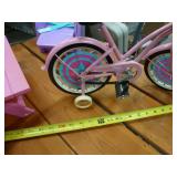 American Girl picnic table, lounger, bath tub and bicycle