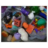 Large box full of balls, toys, stuffed animals