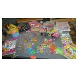Girls hair accessories, sketch book, activity books, sun glasses