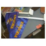 Football lot - Vikings car flags, Vikings billfolds, footballs, book on NFL, wall hangings, talking ball