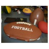 Football lot - Vikings car flags, Vikings billfolds, footballs, book on NFL, wall hangings, talking ball