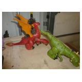 Two battery operated toys, dinosaur and Mattel Flying Dragon