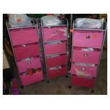 3 rolling storage units with baskets altho a number of the baskets need replacing