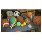 Lot of basketballs, footballs, soccer ball and more