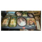 Group of metal Coke signs/trays one old and thermometer
