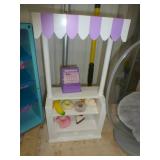 American Girl wardrobe closet, food stand, egg chair