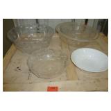 3 Plastic Punch/Party Bowls and a Corelle bowl