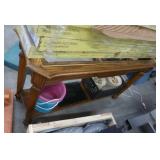 Hallway table 12 inches wide x 48 long, has 3 glass inserts
