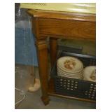Hallway table 12 inches wide x 48 long, has 3 glass inserts