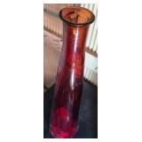 Tall Red Vase and Wine-glass style candle holders