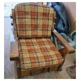 MCM Tweed and Wood Rocking Chair