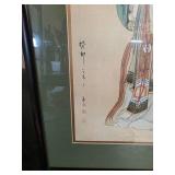 Mid-Century Chinese wall art pieces depicting beauties playing musical instruments