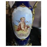 Sevres Type 19th Century Cobalt-blue gilded antique porcelain vases w/ Ormolu mounts