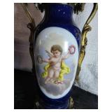 Sevres Type 19th Century Cobalt-blue gilded antique porcelain vases w/ Ormolu mounts