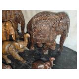 Hand carved Rosewood Elephants