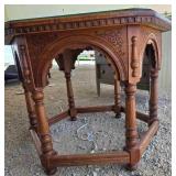 Hexagon Carved Wood Table