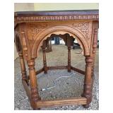 Hexagon Carved Wood Table