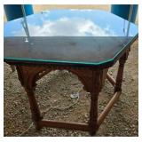 Hexagon Carved Wood Table
