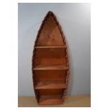 Vintage 32" Woven Reed Boat Wall Shelf