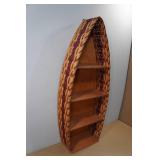 Vintage 32" Woven Reed Boat Wall Shelf
