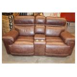 Brown Leather Power Recline Sofa