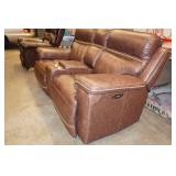 Brown Leather Power Recline Sofa