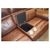 Brown Leather Power Recline Sofa