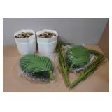 2 Decorative Faux Plants and Pots