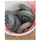 6 Gallon Pale Full of New Wheels and Casters