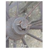 2 Large Metal Wheels with Attachments - Old Farm Equipment?