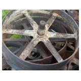Large Iron Wheel - Bidding on 1 with QTY of 8 - Pick Which Ones You Want - Very Heavy