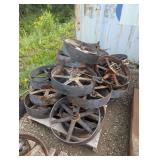 Large Iron Wheel - Bidding on 1 with QTY of 8 - Pick Which Ones You Want - Very Heavy
