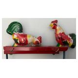 Vintage Chickens Eating Metal Litho Hand Toy