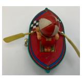 Vintage Tin Litho Wind Up Boy In Boat (WORKS) 5 1/2"