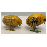 Vintage Tin Litho Wind Up Bird & Chicks (ALL WORK) 4 1/2" & 2"