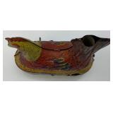 Vintage Tin Litho Nesting Egg laying Hen/Chicken Wind Up (Works) By Baldwin MFG. 5 1/2" (Makes Chicken Niose When Handle Is Cranked)