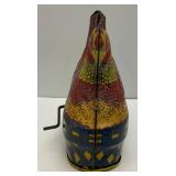 Vintage Tin Litho Nesting Egg laying Hen/Chicken Wind Up (Works) By Baldwin MFG. 5 1/2" (Makes Chicken Niose When Handle Is Cranked)