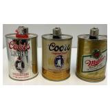 Vintage Miniature Coors, Coors light & Miller Table Lighters 2 3/4"