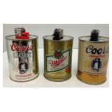 Vintage Miniature Coors, Coors light & Miller Table Lighters 2 3/4"