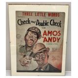 Vintage Amos & Andy Framed Picture 11" x 14"