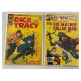 Vintage 1957 Vol. 1 Number 116 DICK TRACY 10 Cent Comic & 1977 Vol. 2 No. 5 SIX MILLION DOLLAR MAN Comic (Bagged & Carded)