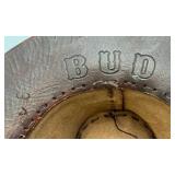 Viintage Leather Indiana Jones Style Hat (BUD) Stamped Under Rim