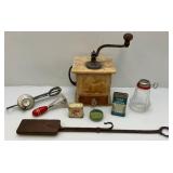 Misc. Vintage Primitive Items Including Coffee Grinder & More