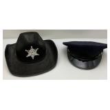 Vintage Policemans Cap & Kids Felt Cowboy Hat