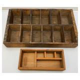 Two Primitive Wooden Display Shelves 1= 11" x 5" 1= 11 3/4" x 19 3/4"