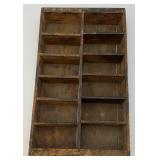 Two Primitive Wooden Display Shelves 1= 11" x 5" 1= 11 3/4" x 19 3/4"