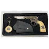 Vintage JAMES BUTLER HICKOK Collectors Gun Shaped Knife and More in Original Tin (NIB)