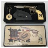 Vintage JAMES BUTLER HICKOK Collectors Gun Shaped Knife and More in Original Tin (NIB)