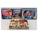Misc. Pre-owned Board Games Including I Love Lucy, Dog Opoly & Monopoly The .Com Edition