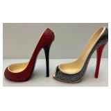 Misc. Vintage Glassware Including Uranium Vase (Crack In Bottom) High heel Shoe Wine Bottle Holders & More